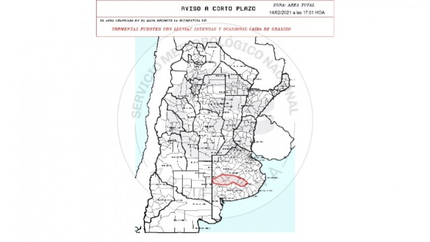 Alerta Meteorológico por tormentas fuertes para Tandil y la zona